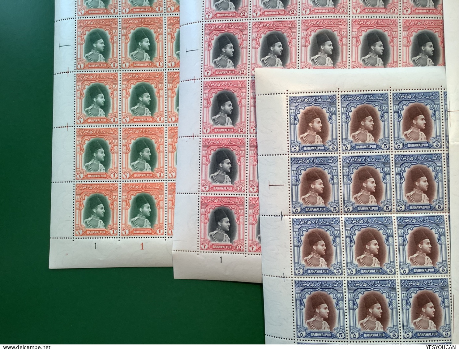 Pakistan-Bahawalpur 1948/1949 Rare & Superb Full Sheet Set MNH** Y&T 22-25, SG35-38 (India Feudatory State - Bahawalpur