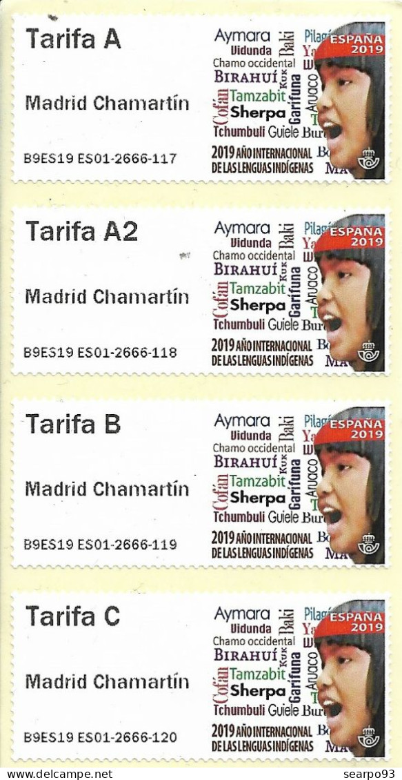 SPAIN. ATM. INTERNATIONAL YEAR OF INDIGENOUS LANGUAGES - Machine Labels [ATM]