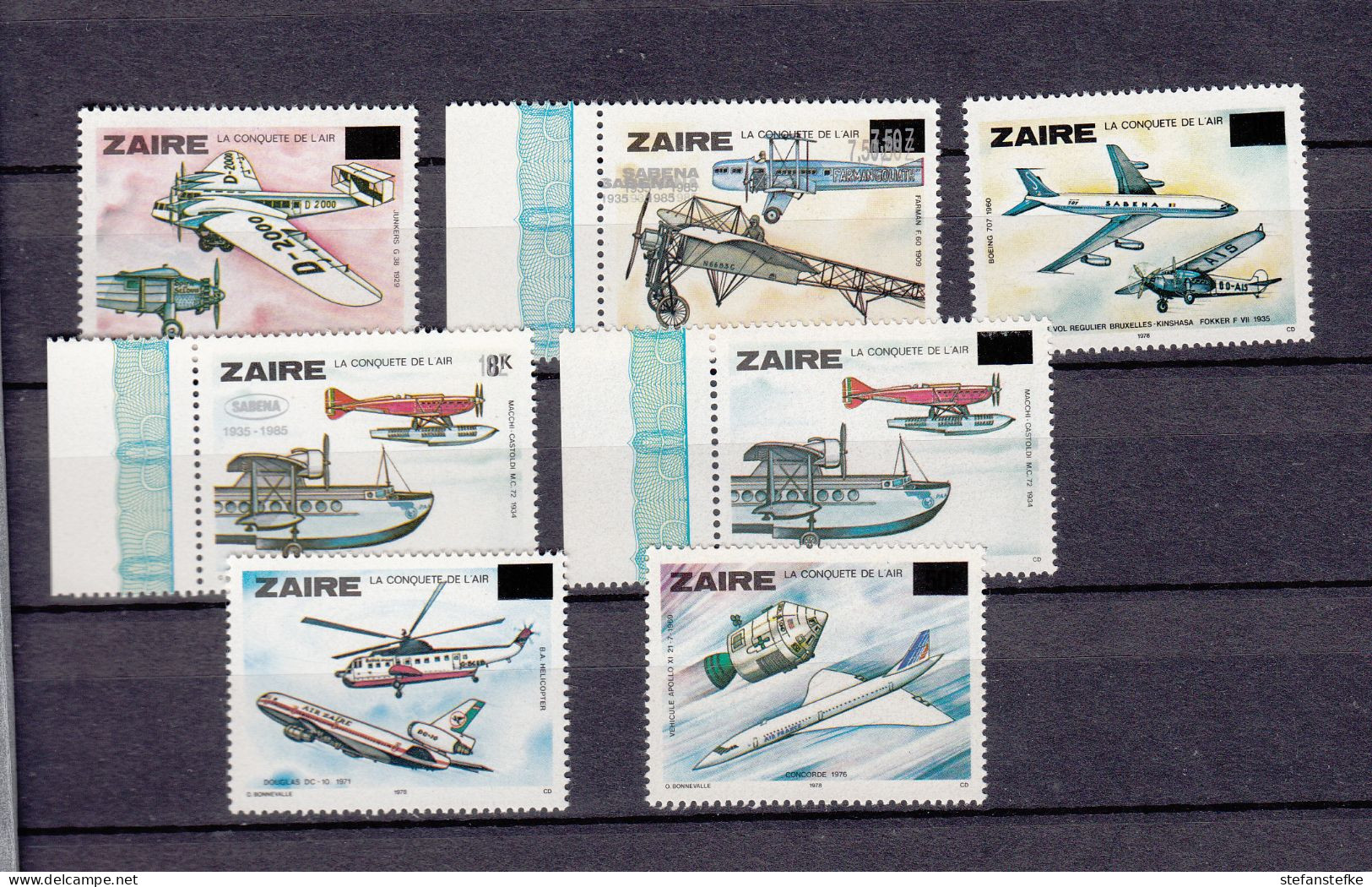 Zaire Ocb Nr:  Serie 941  948  ** MNH  (zie  Scan) 7 ERRUERS De Surcharge - Unused Stamps