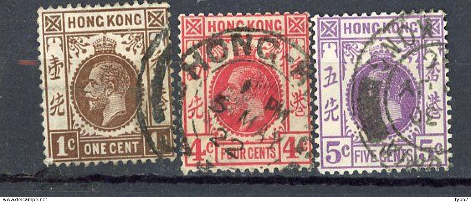 H-K  Yv. N° 118,120,120A ; SG N°117,120,121 Fil CA Mult Script (o) 1,4,5c  George V Cote 1,5 Euro BE R 2 Scans - Gebruikt