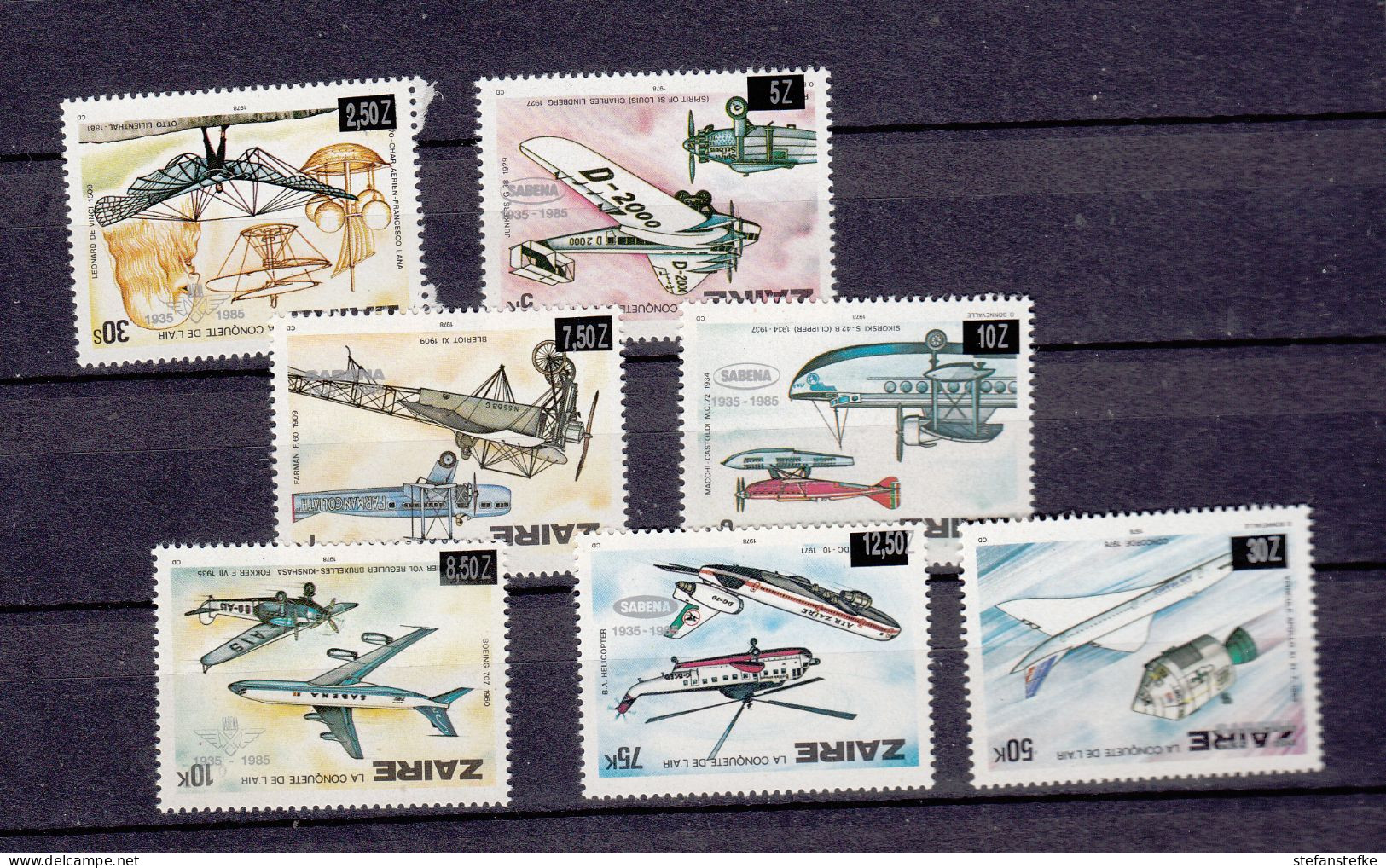 Zaire Ocb Nr:  Serie 941  948  ** MNH  (zie  Scan) 7 ERRUERS Renversée Surcharge - Ongebruikt