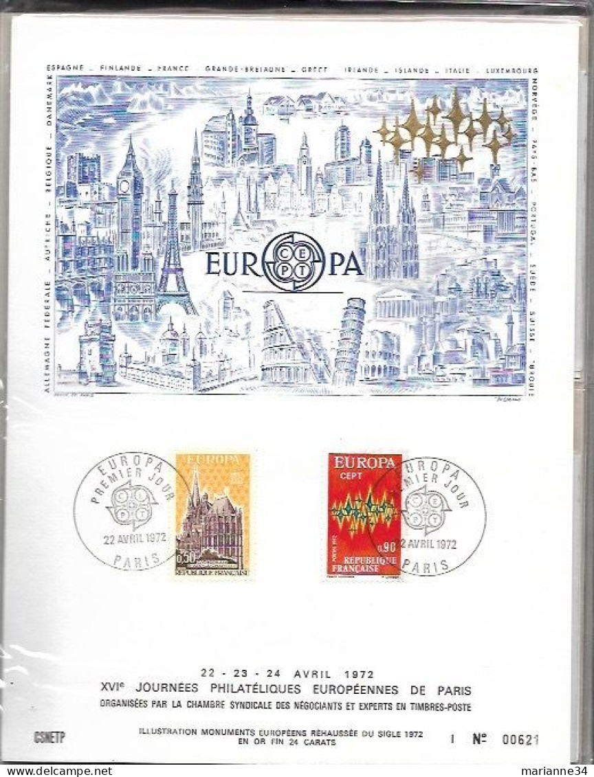 Europa 1972- 7 Documents + 8 Enveloppes (70 é Anniv.journées Philatéliques Européennes Paris) - 1972