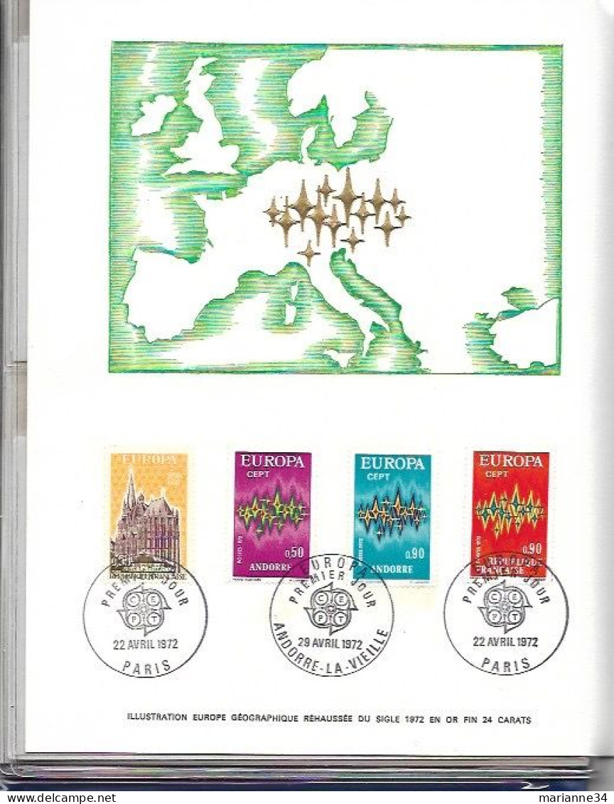 Europa 1972- 7 documents + 8 enveloppes (70 é anniv.journées philatéliques européennes Paris)