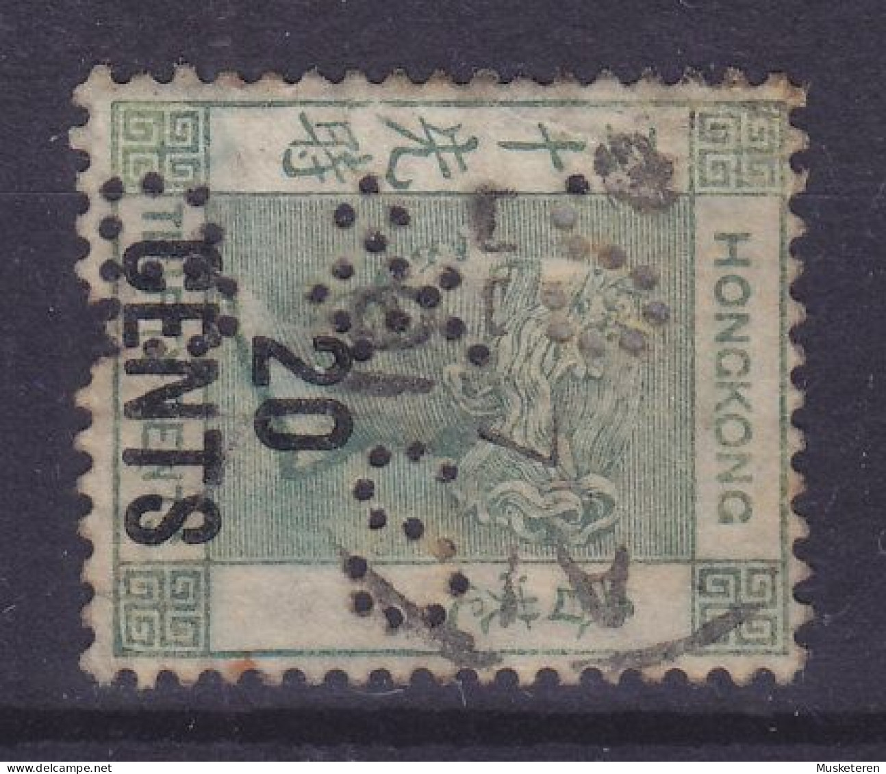 Hong Kong 1865 Mi. 48 Ib, 20c./30c. Perfin Perforé Lochung 'B & S / S' Butterfield & Swire Cancelled Shanghai, Cote 170€ - Gebraucht