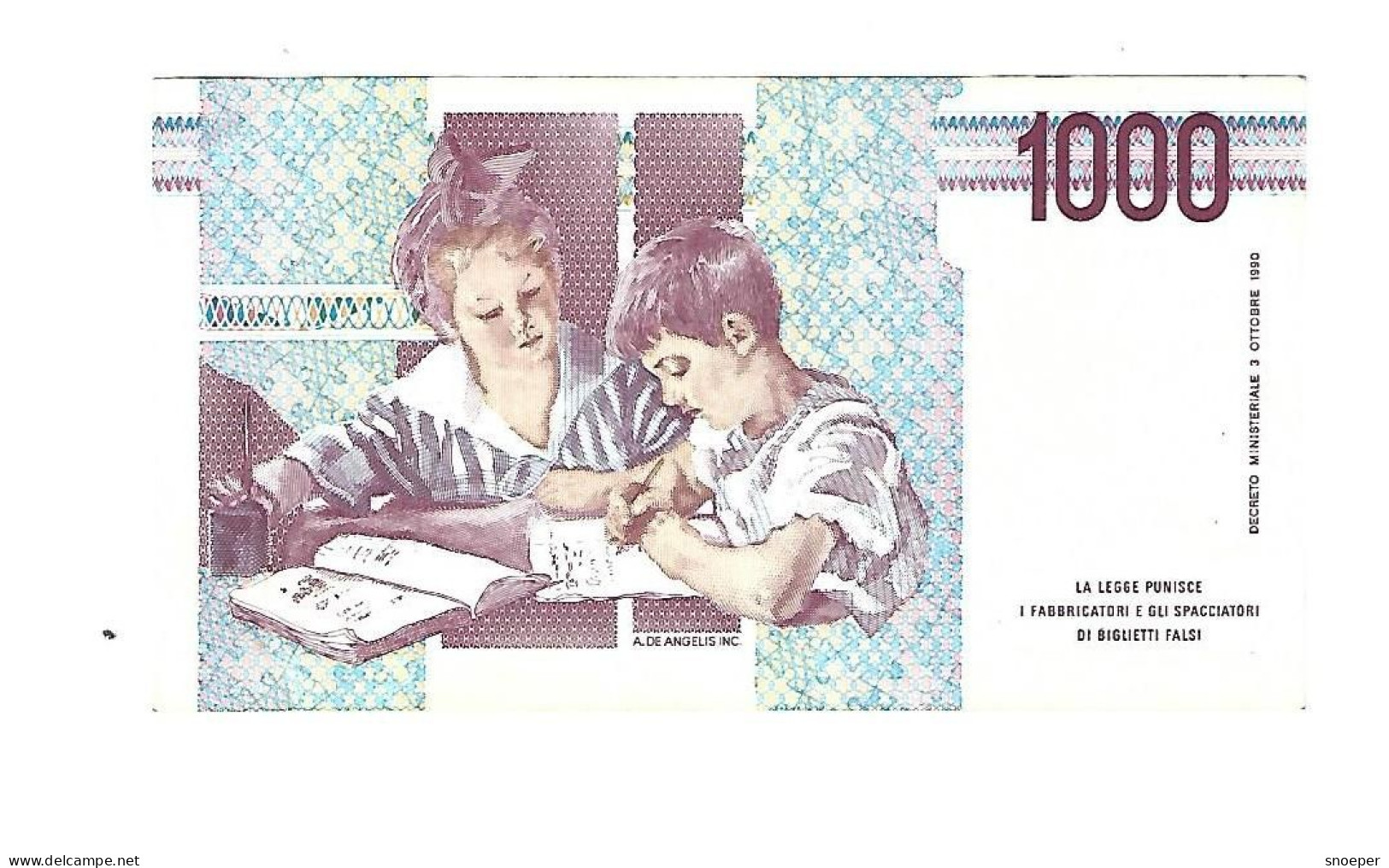 Italy 1000 Lire 1990   114c - 1000 Liras