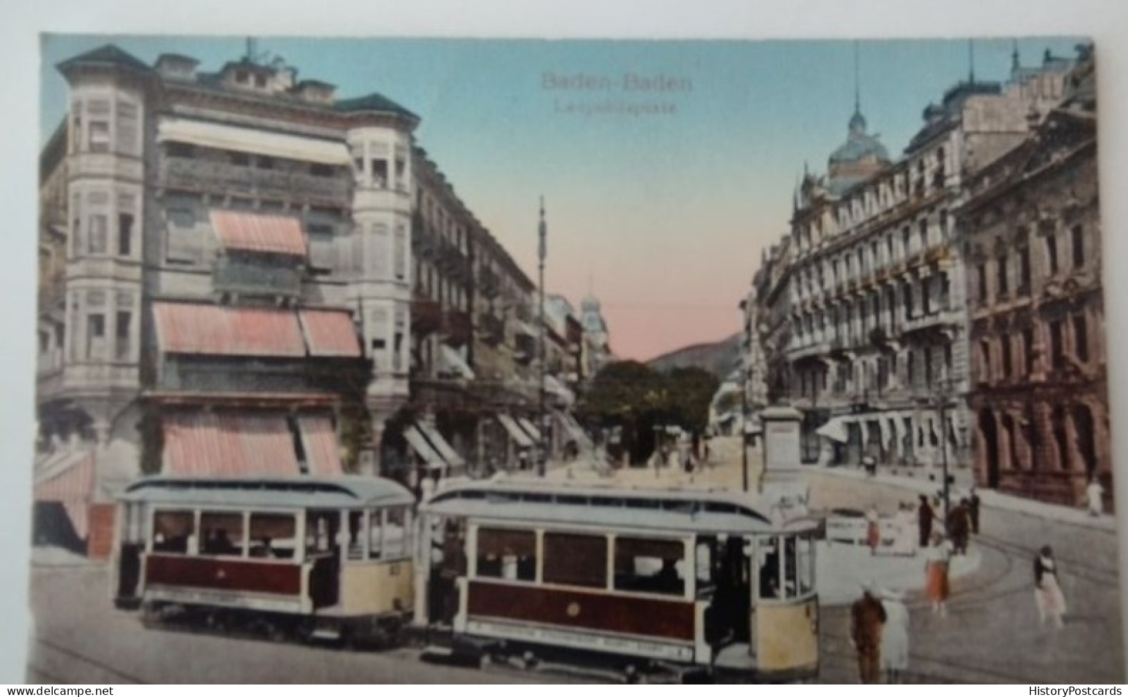 Baden-Baden, Leopoldsplatz, Städtische Strassenbahn, 1915 - Baden-Baden