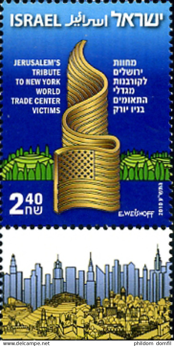 329054 MNH ISRAEL 2010 HOMENAJE DE JERUSALEN A LAS VICTIMAS DE LOS ATENTADOS AL WORLD TRADE CENTER - Ungebraucht (ohne Tabs)