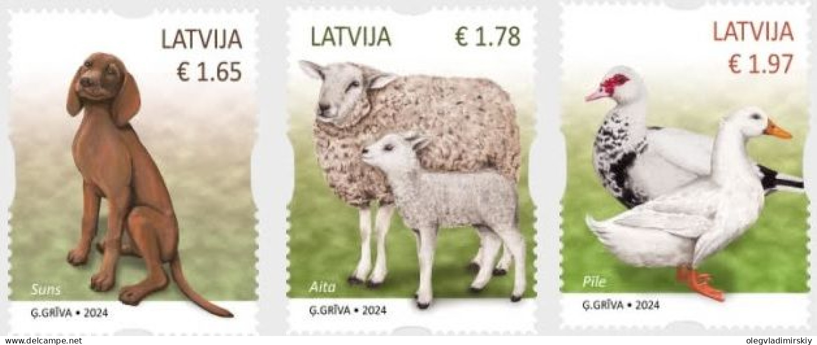 Latvia Lettland Lettonie 2024 Fauna Home Pets Agriculture Set Of 3 Stamps MNH - Ferme