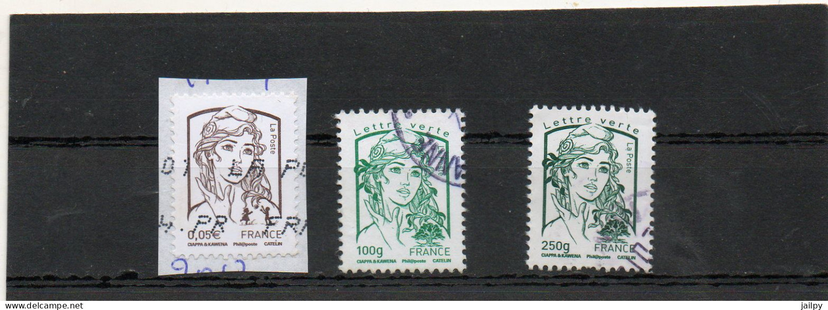 FRANCE   3 Timbres     2013   Y&T:4764, 4776 Et 4777  Marianne De Ciappa Et Kawena  Oblitérés - 2013-2018 Marianne (Ciappa-Kawena)