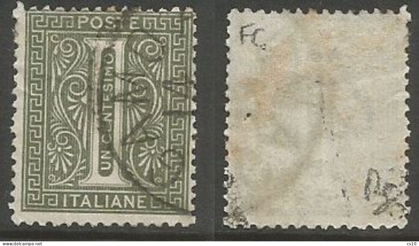 Regno Italy Kingdom 1863 Cifra C.1 (Torino) Usato Con Filigrana Capovolta - Firmato WMK Inverted Used Signed - Lotti E Collezioni