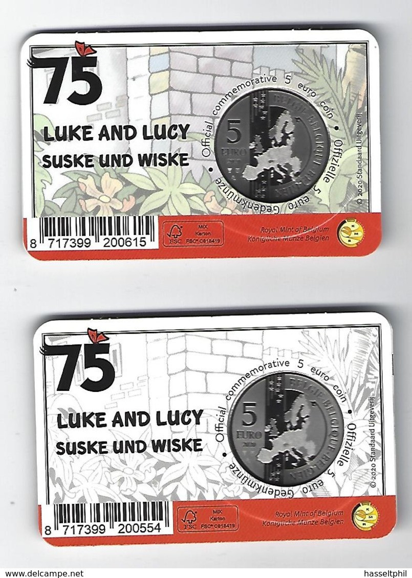 BELGIE -BELGIQUE EUROMUNT 5 Euro 2020 - Suske En Wiske - Bob Et Bobette 2 Versies - Belgio