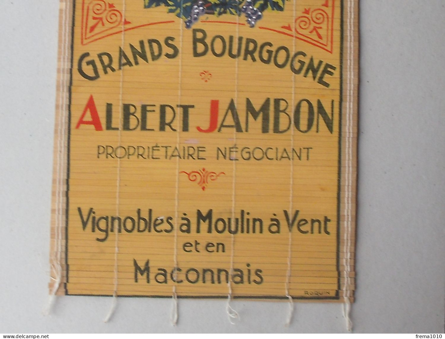 ROMANECHE-THORENS CHENAS: Store Publicitaire Ancien VIN MOULIN A VENT Bourgogne MACONNAIS Propr. JAMBON 1865 ROQUIN - Alcools