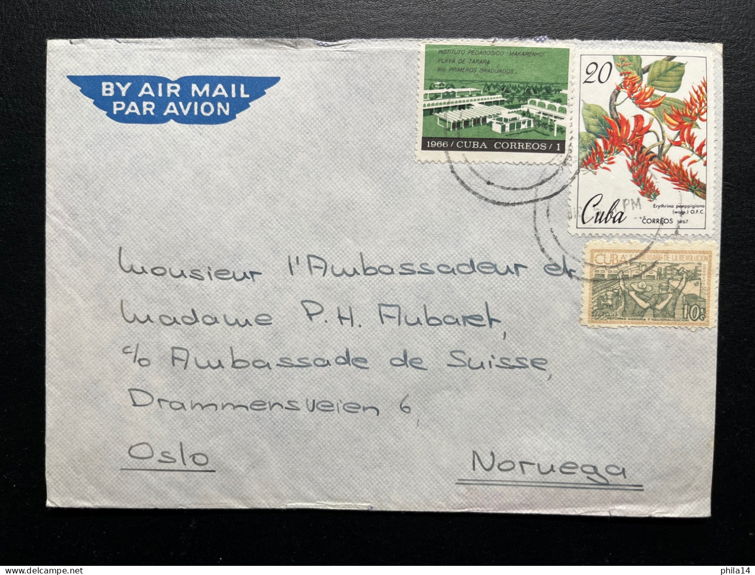 ENVELOPPE CUBA / LA HABANA POUR OSLO NORVEGE 1967 - Brieven En Documenten