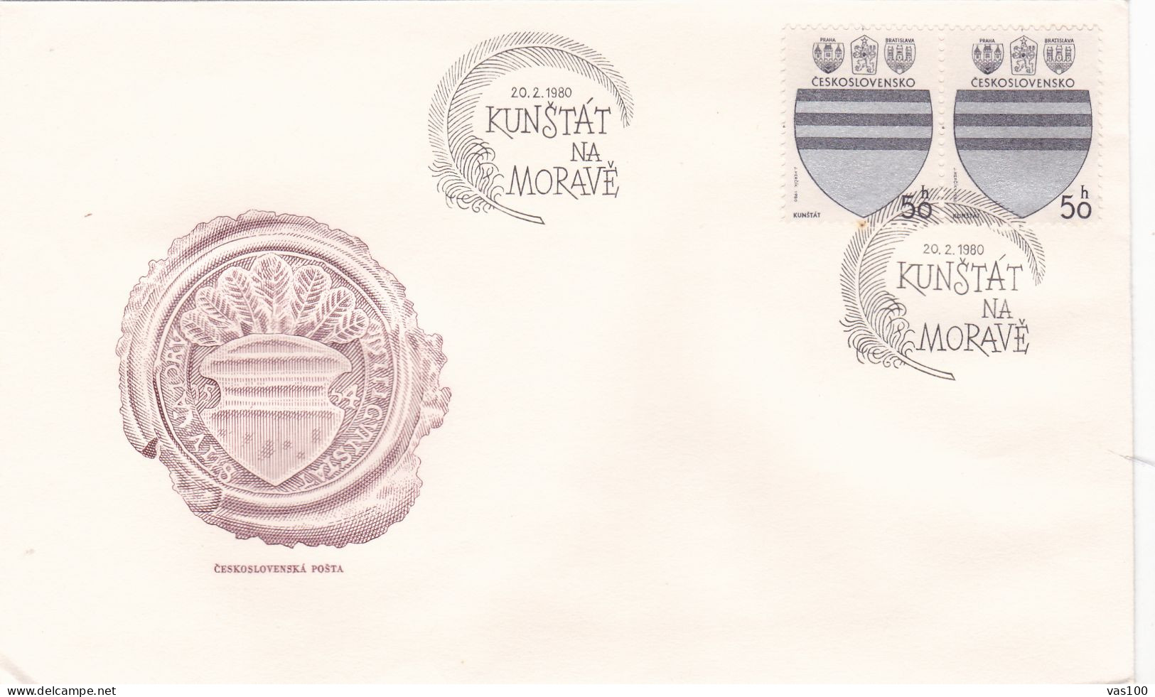 COAT OF ARMS 1980 COVERS 4  FDC  CIRCULATED  Tchécoslovaquie - Brieven En Documenten