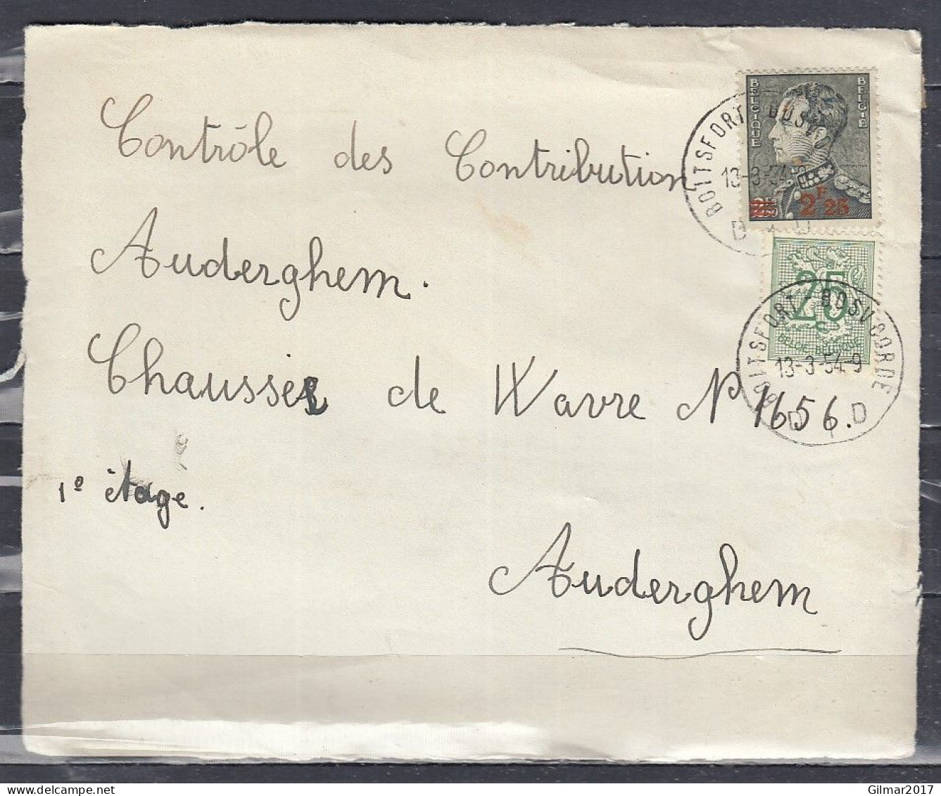 Briefstuk Van Boitsfort-Bosvoorde D1D Naar Auderghem - 1936-51 Poortman