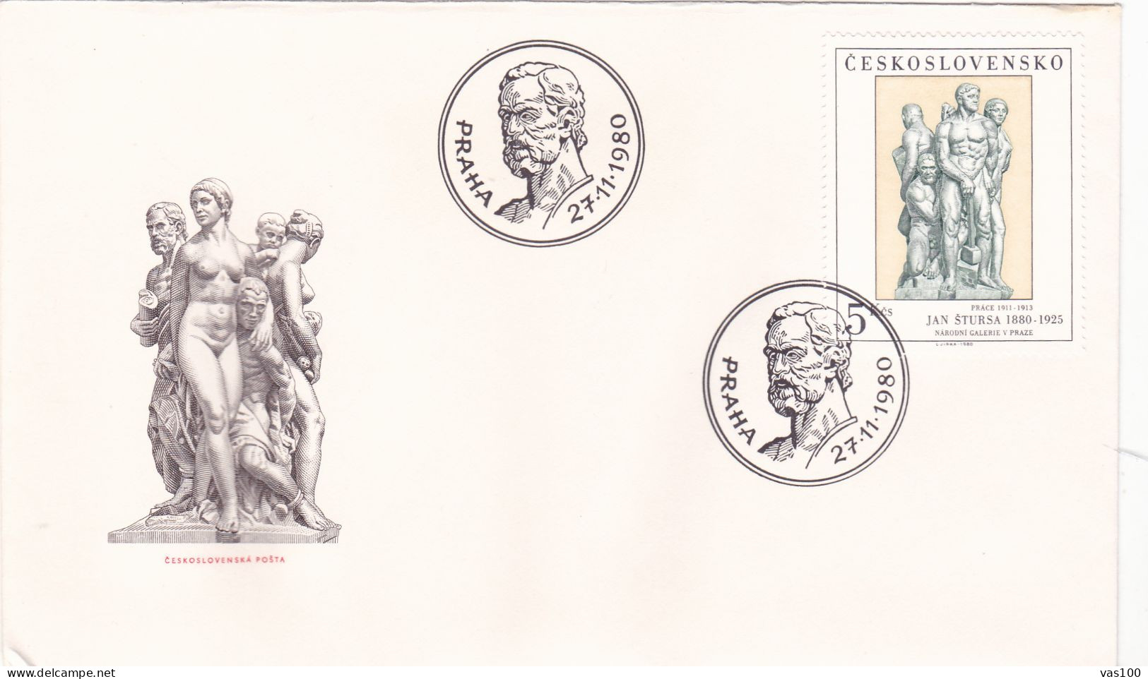 THE PAINTING 1980 COVERS 4  FDC  CIRCULATED  Tchécoslovaquie - Cartas & Documentos