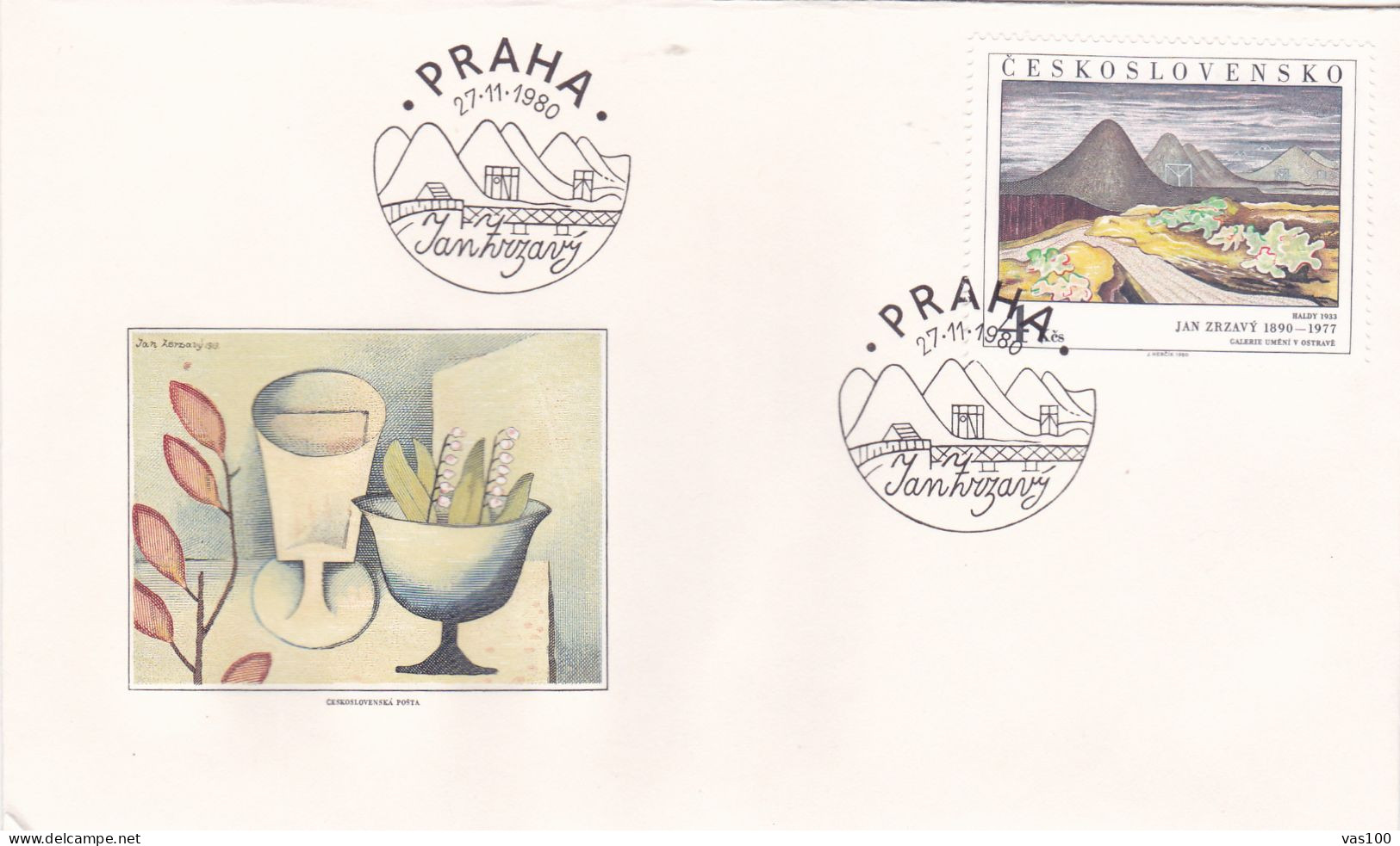 THE PAINTING 1980 COVERS 4  FDC  CIRCULATED  Tchécoslovaquie - Cartas & Documentos