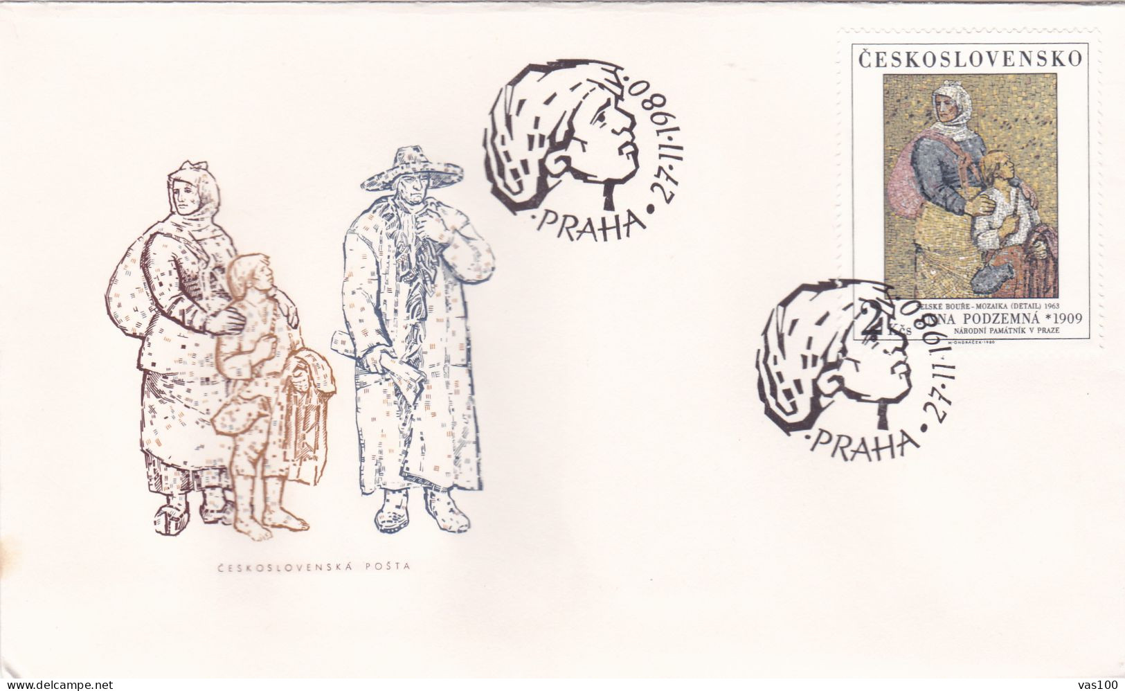 THE PAINTING 1980 COVERS 4  FDC  CIRCULATED  Tchécoslovaquie - Cartas & Documentos