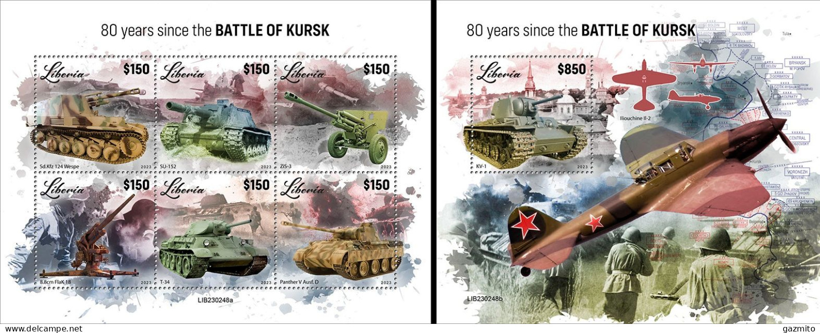 Liberia 2023, WWII, Battle Of Kursk, Plane, 6val In BF +BF - Other (Earth)