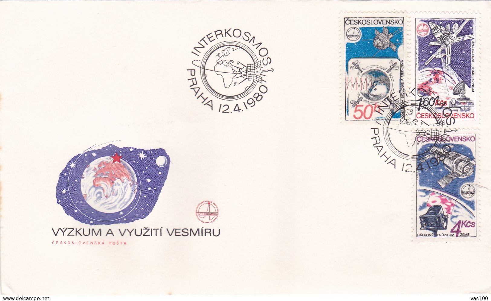 INTERKOSMOS 1980 COVERS   FDC  CIRCULATED  Tchécoslovaquie - Cartas & Documentos