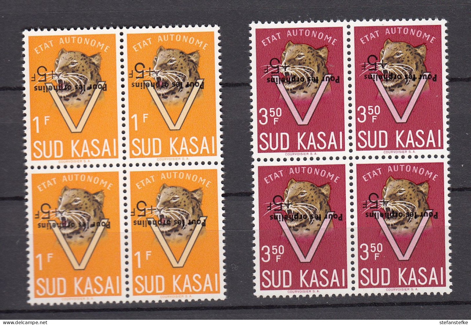 Zuid - Kasai : Ocb Nr :  20 A - 22 A ** MNH   OMGEKEERDE OPDRUK (zie  Scan) Pour Les Orphelins SURCHARGE Renversee - Sud-Kasaï