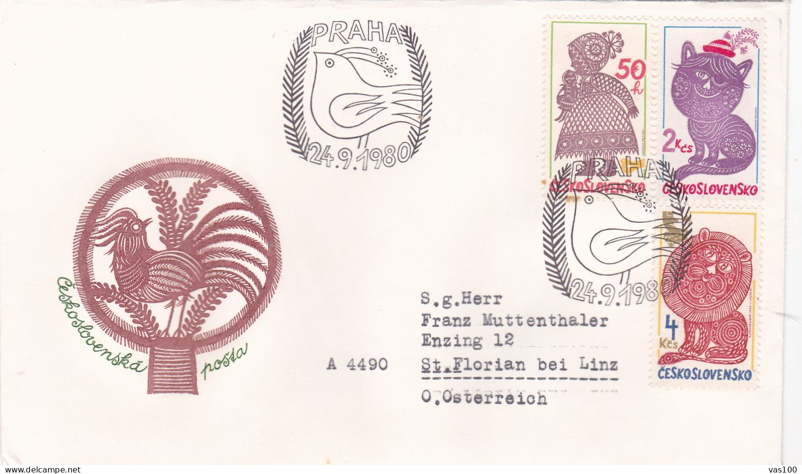 THE PAINTING 1980 COVERS   FDC  CIRCULATED  Tchécoslovaquie - Lettres & Documents