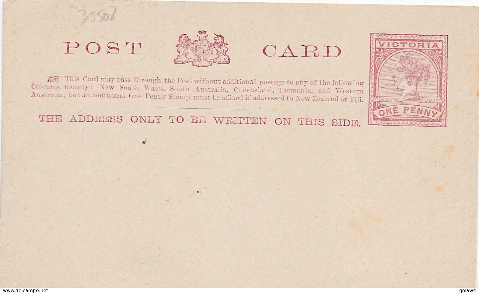 35508# VICTORIA CARTE POSTALE ENTIER POSTAL POST CARD GANZSACHE STATIONERY - Storia Postale