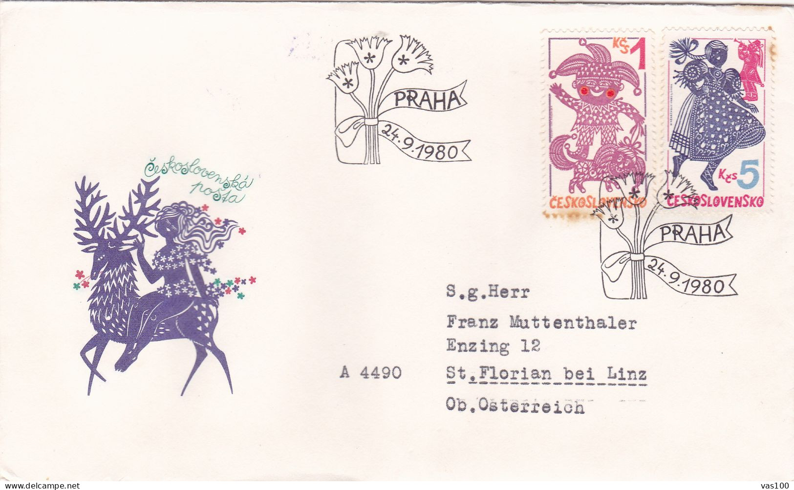 THE PAINTING 1980 COVERS   FDC  CIRCULATED  Tchécoslovaquie - Cartas & Documentos