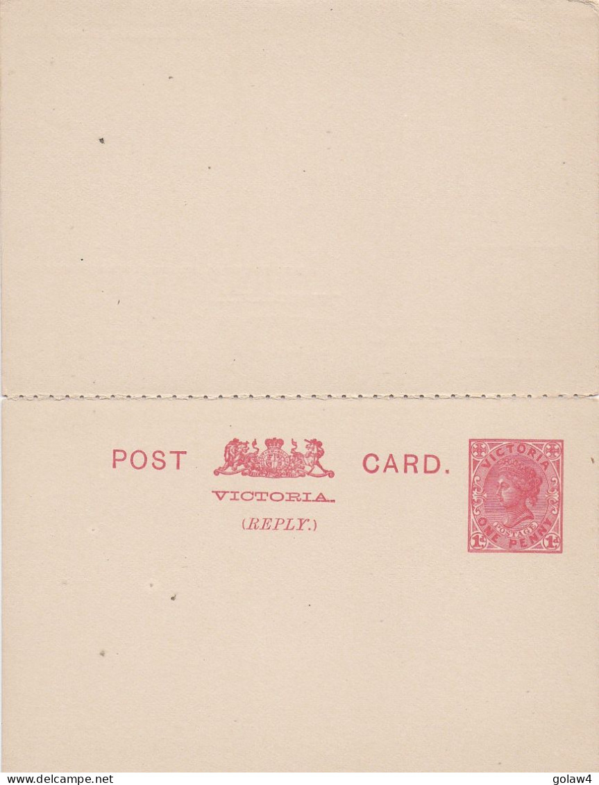 35511# VICTORIA CARTE REPONSE PAYEE ENTIER POSTAL WITH REPLY CARD ANNEXED IS INTENDED ANSWER GANZSACHE STATIONERY - Covers & Documents