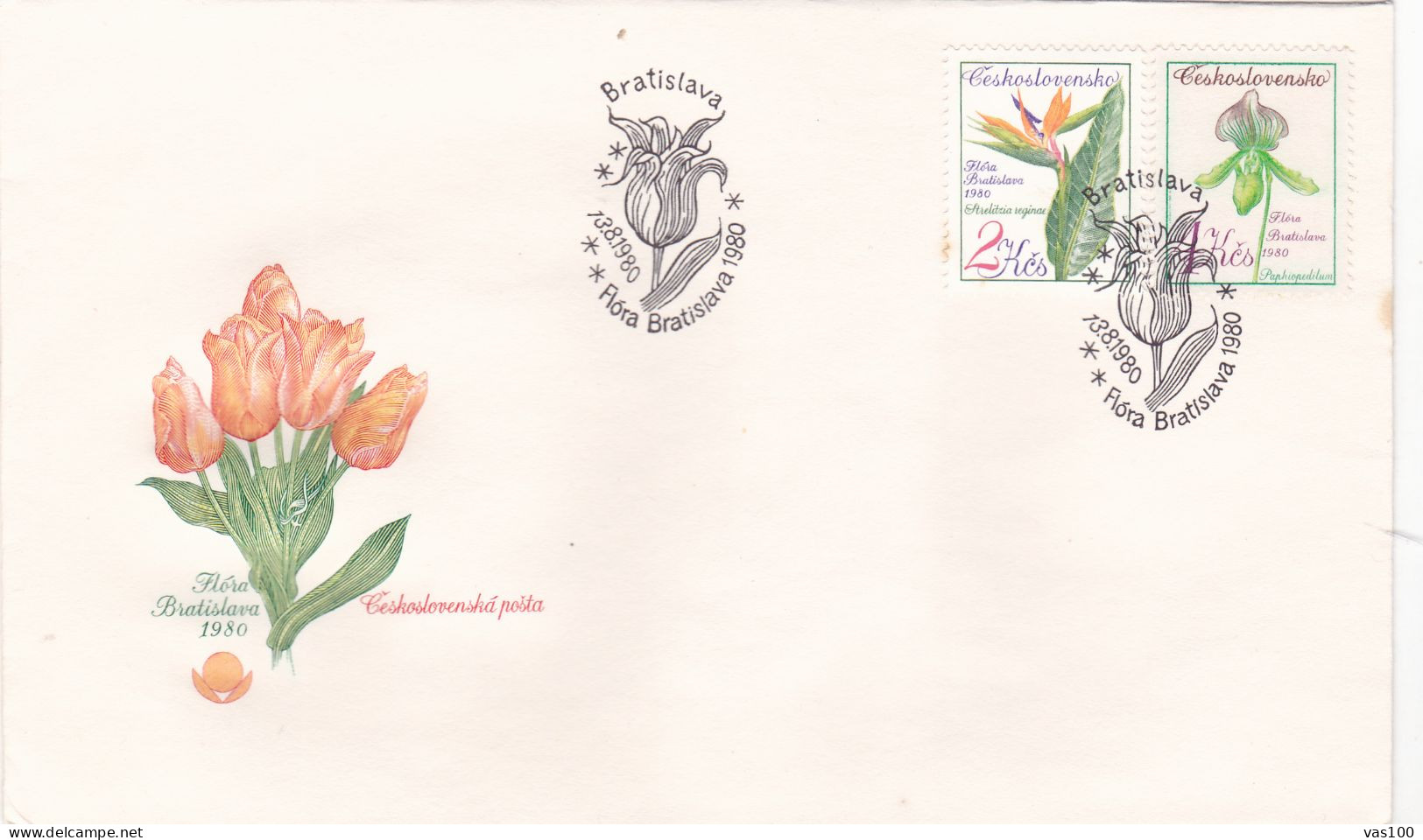 FLOWER 1980 COVERS   FDC  CIRCULATED  Tchécoslovaquie - Briefe U. Dokumente