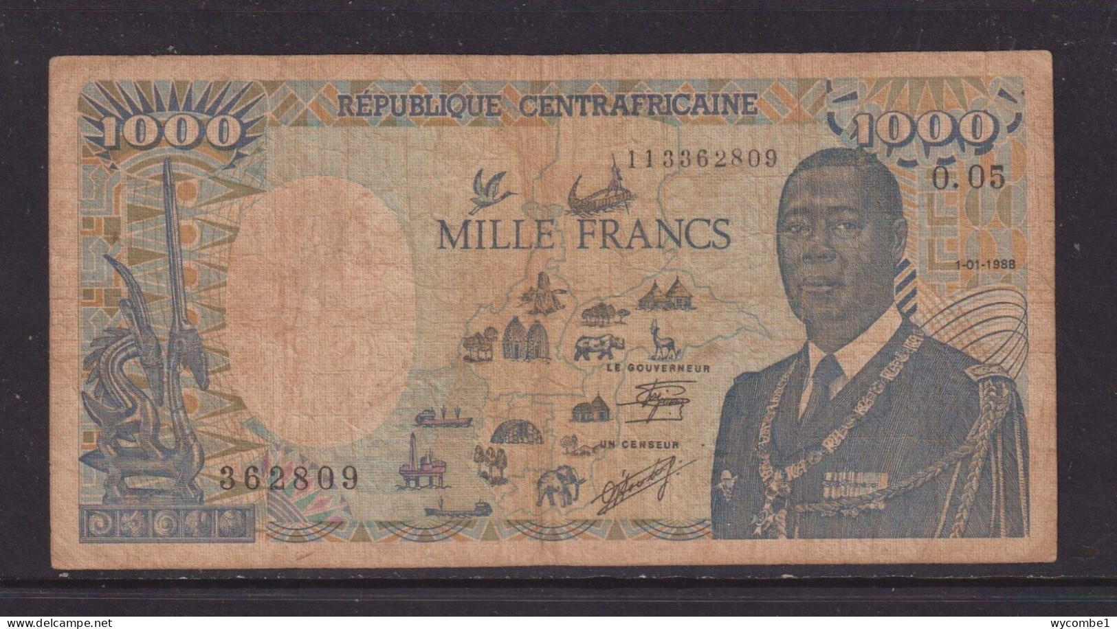 CENTRAL AFRICAN REPUBLIC - 1988 1000 Francs Circulated Note - Centrafricaine (République)