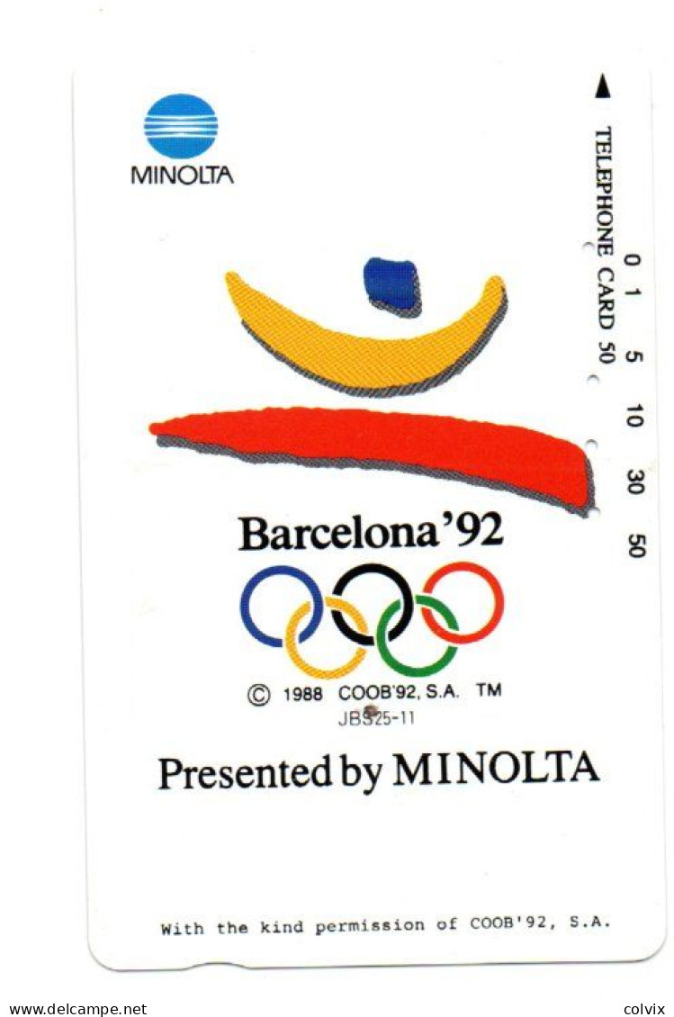 TELECARTE JAPON MINOLTA JO BARCELONE 92 - Olympische Spiele