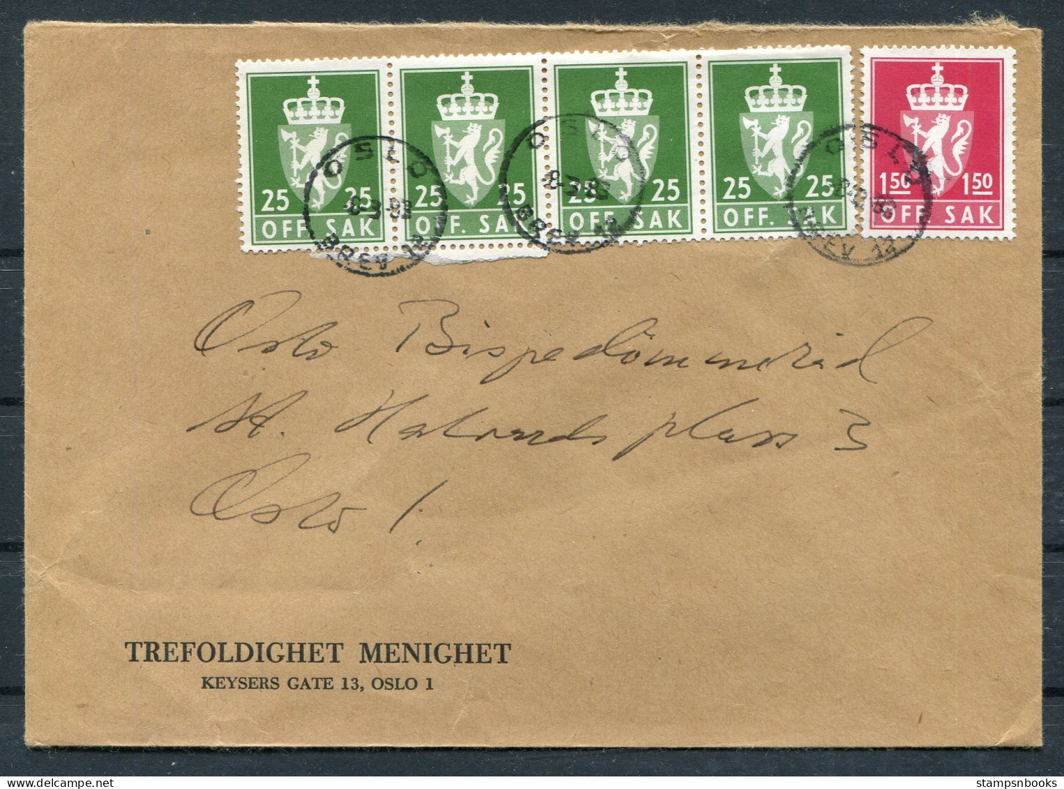 1983 Norway Trefoldighet Menighet Oslo Official OFF.SAK Cover - Storia Postale