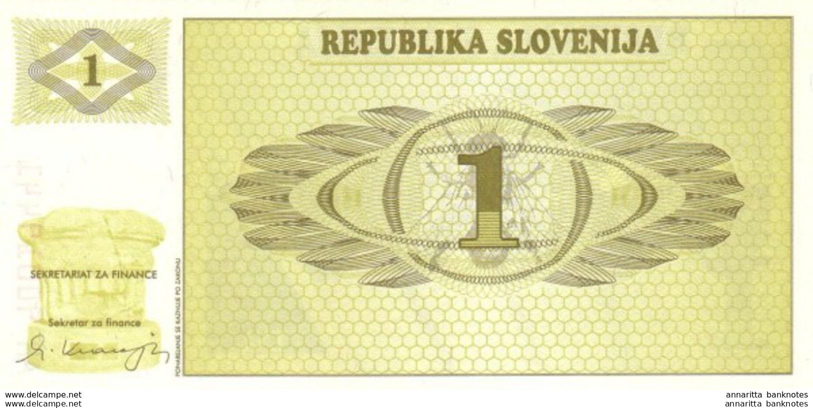 Slovenia 1 Tolar ND (1990), UNC (P-1a, B-201a) - Eslovenia