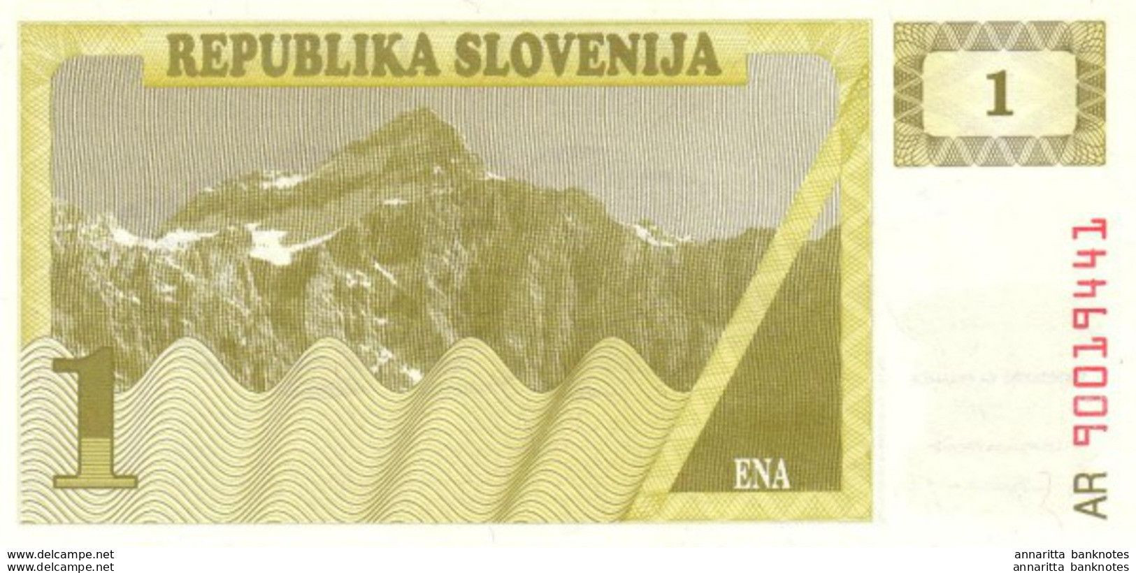 Slovenia 1 Tolar ND (1990), UNC (P-1a, B-201a) - Slovenië