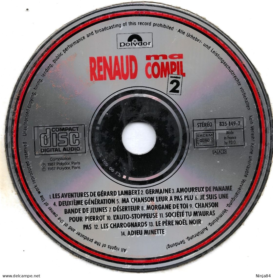 CD Renaud   "  Ma Compil Numéro 2  " - Andere - Franstalig