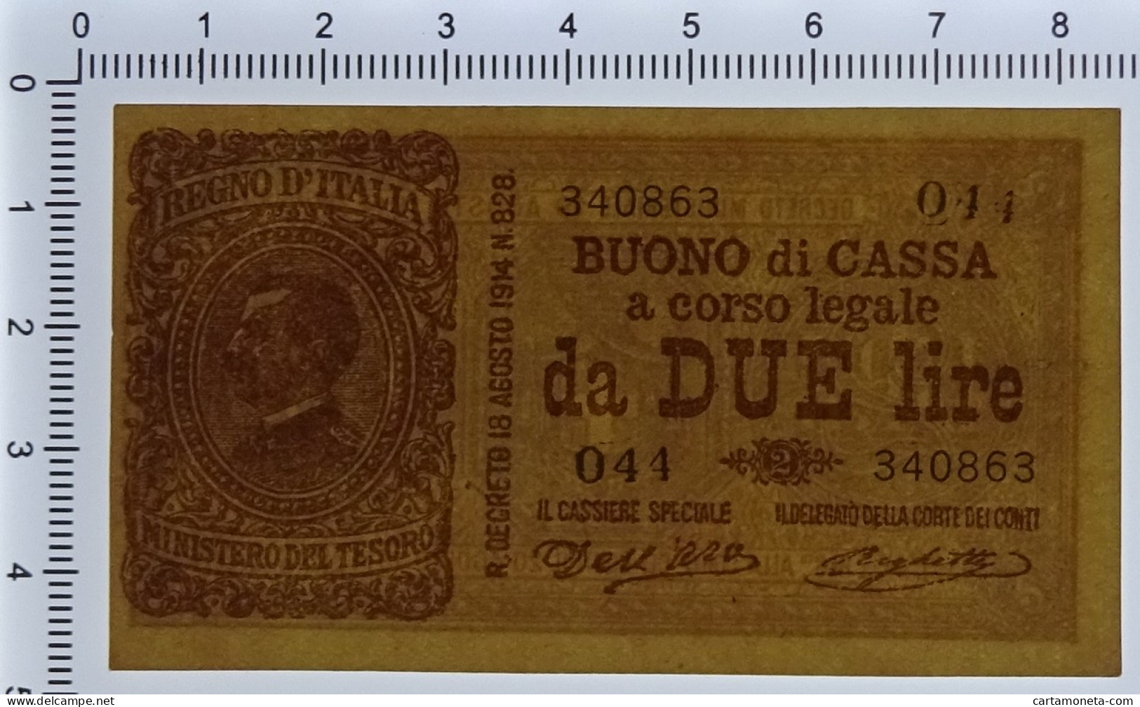 2 LIRE FALSO D'EPOCA BUONO DI CASSA EFFIGE VITTORIO EMANUELE III 02/09/1914 QFDS - [ 8] Vals En Specimen