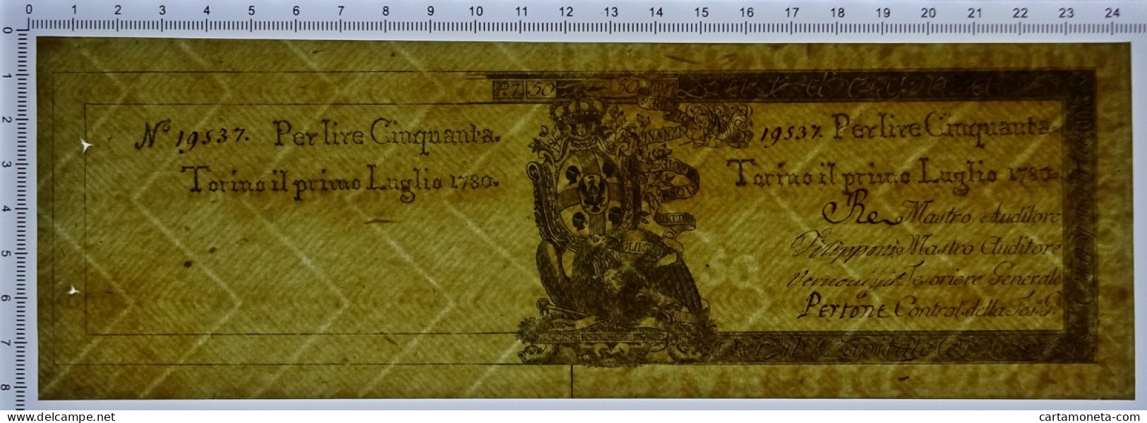 50 LIRE REGIE FINANZE EMISSIONE SPECIALE SARDEGNA 01/07/1780 QFDS - Autres & Non Classés