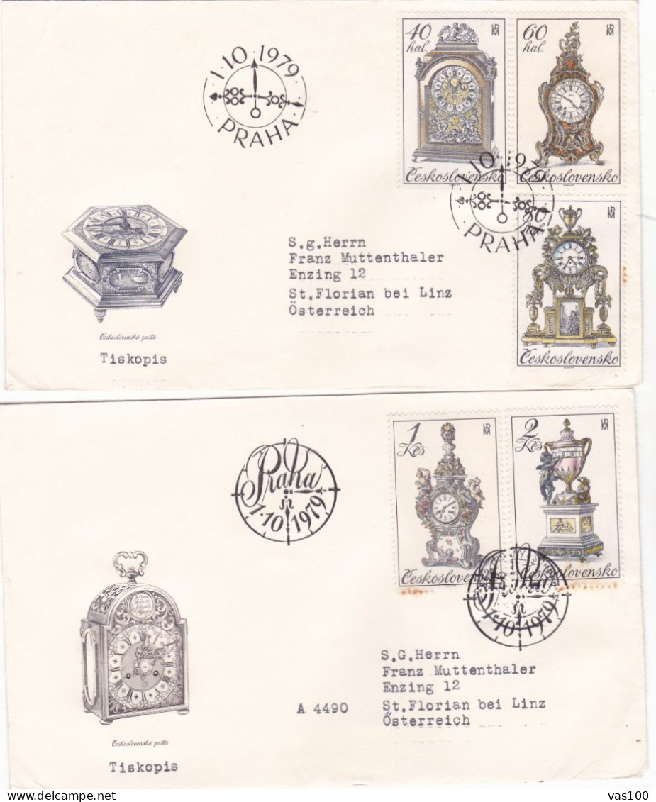 THE CLOCK MUSEUM  1979 COVERS 2  FDC  CIRCULATED  Tchécoslovaquie - Brieven En Documenten