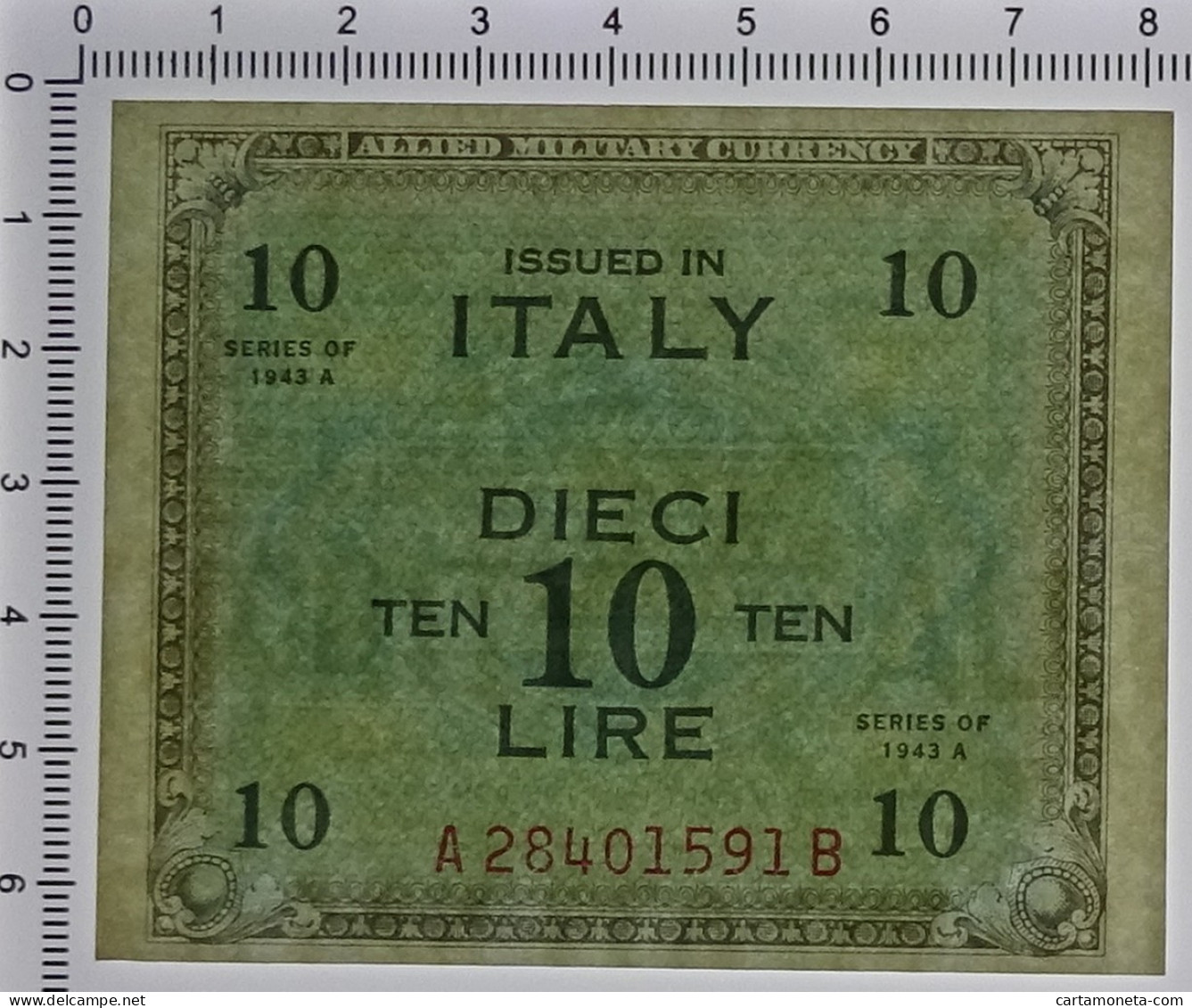 10 LIRE OCCUPAZIONE AMERICANA IN ITALIA BILINGUE FLC A-B 1943 A QFDS - Allied Occupation WWII