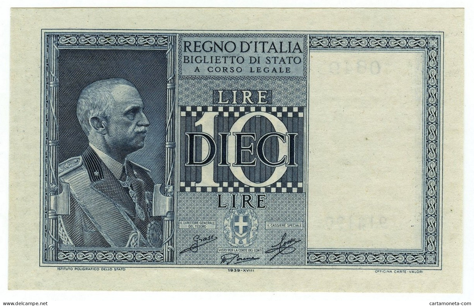 10 LIRE BIGLIETTO DI STATO VITTORIO EMANUELE III FASCIO 1939 XVIII SUP+ - Sonstige