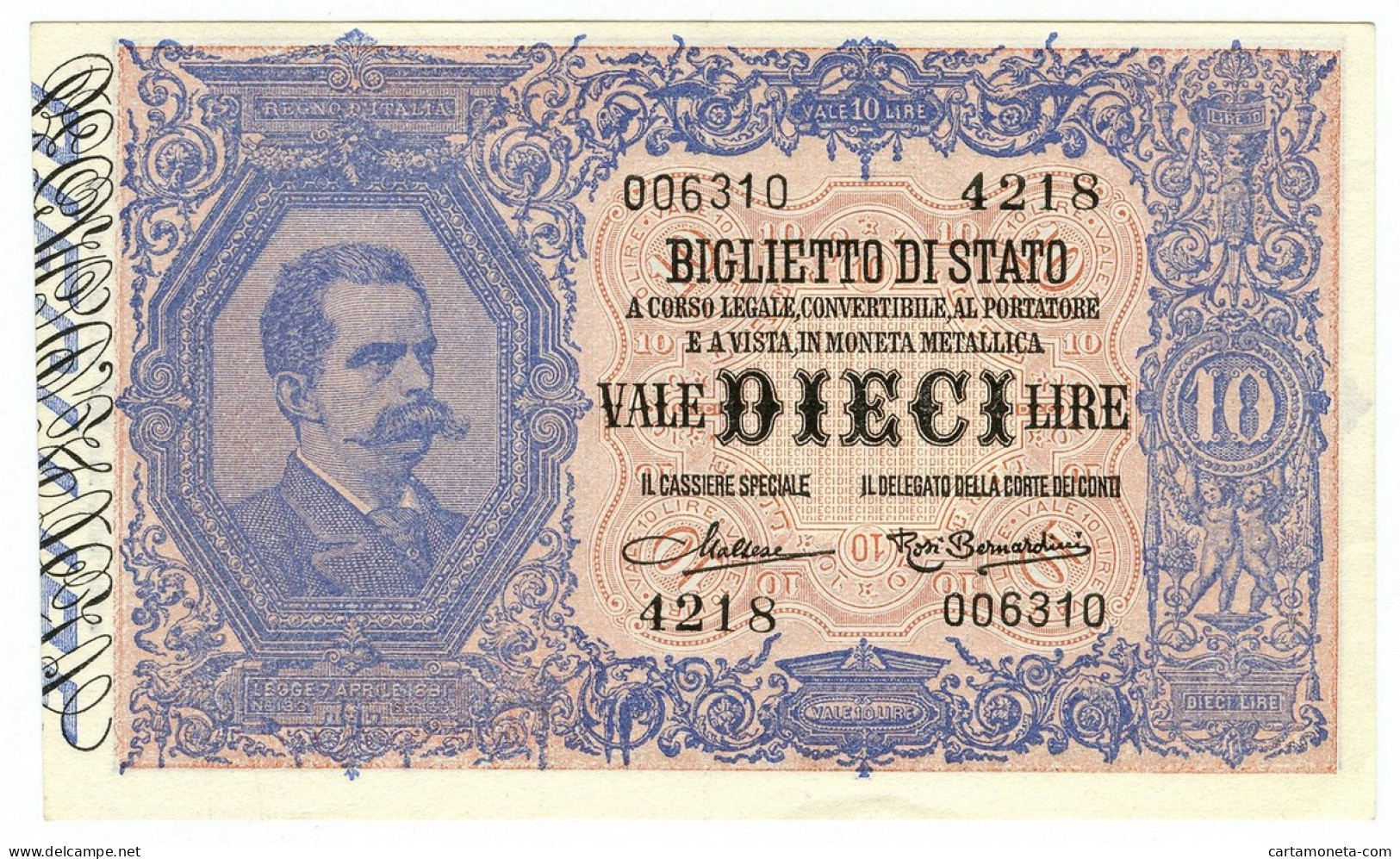 10 LIRE BIGLIETTO DI STATO EFFIGE UMBERTO I 03/06/1925 SPL/SPL+ - Sonstige