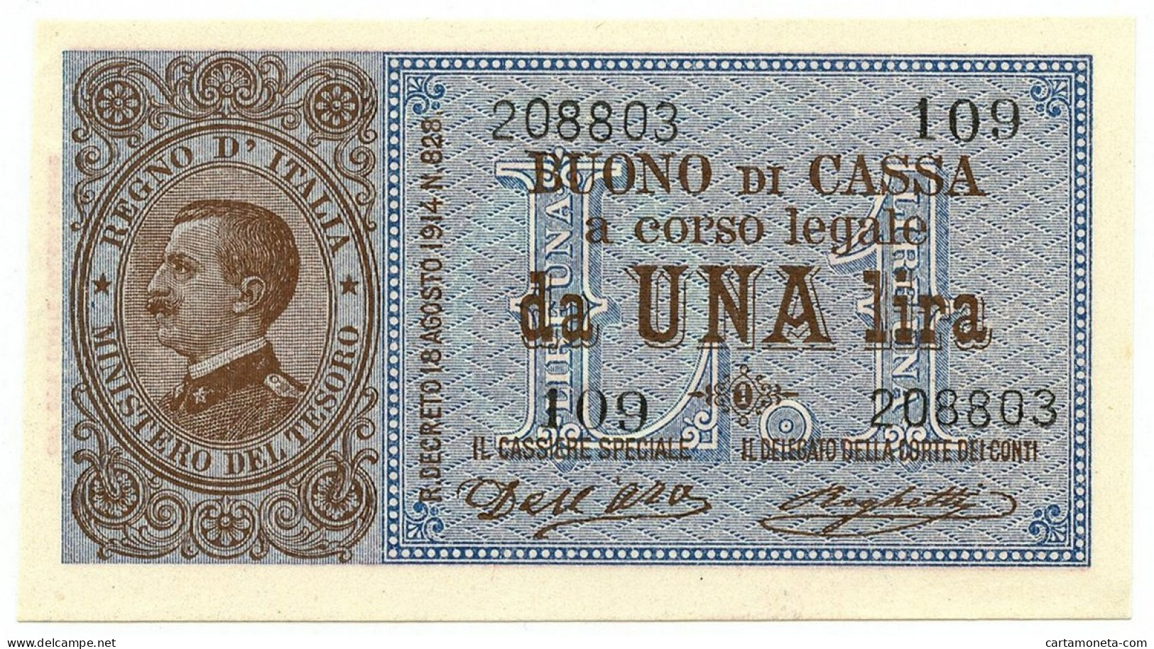 1 LIRA BUONO DI CASSA EFFIGE VITTORIO EMANUELE III 02/09/1914 FDS-/FDS - Andere