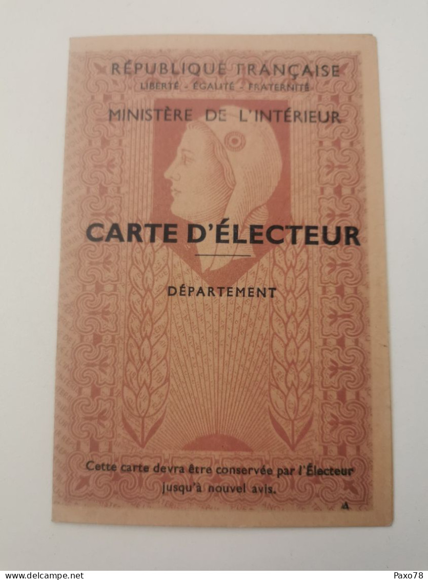 Carte D'électeur, Mairie De Chateauneuf-du-Rhone - Brieven En Documenten
