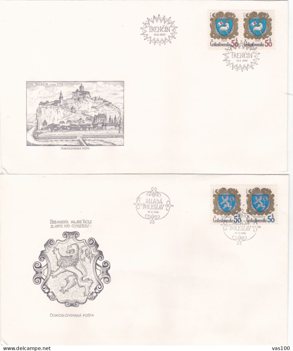COAT OF ARMS 1982 COVERS 4  FDC CIRCULATED Tchécoslovaquie - Lettres & Documents