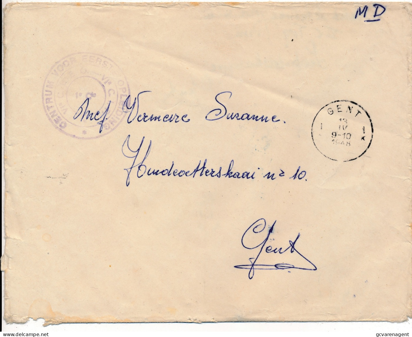 GROTE ENVELOPE  CENTRUM VOOR EERSTE OPLEIDING   GENT 1948              ZIE SCANS - Lettres & Documents