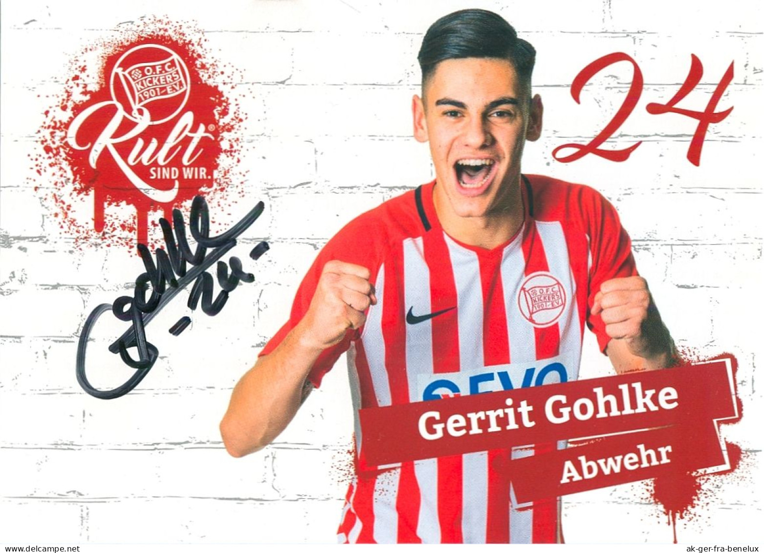 AK Gerrit Gohlke Offenbacher FC Kickers 18-19 OFC Offenbach Am Main Reinheim SV Waldhof Mannheim DSC Arminia Bielefeld - Handtekening