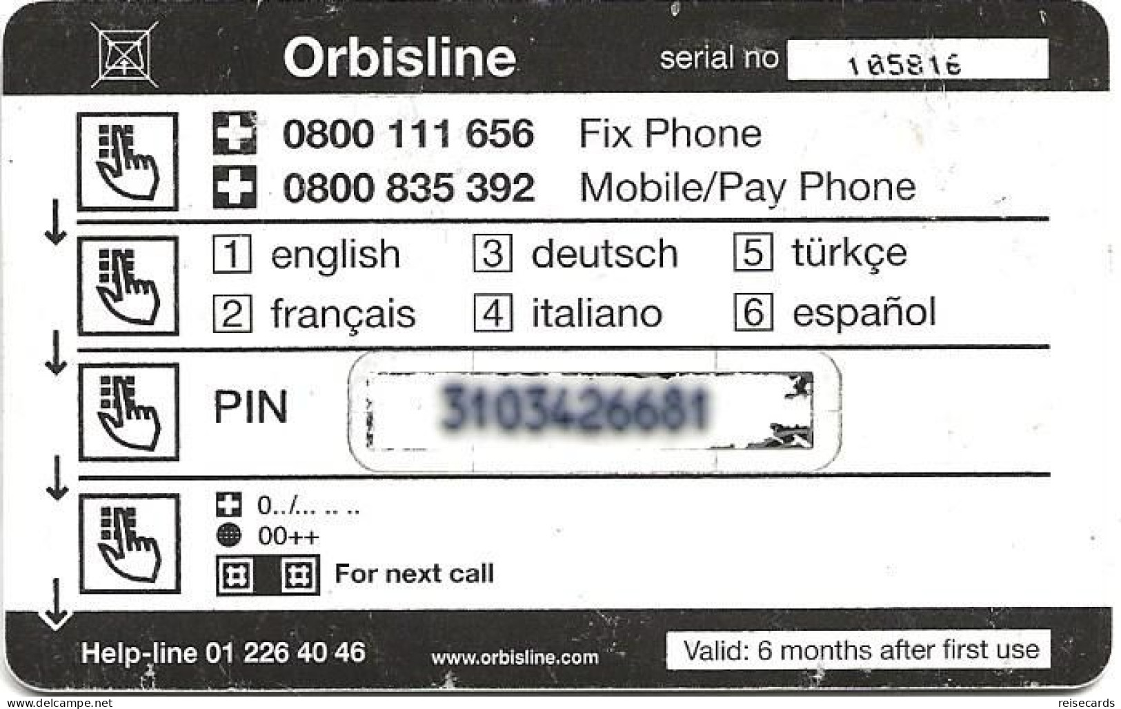 Switzerland: Prepaid Orbisline, Blumen - Switzerland