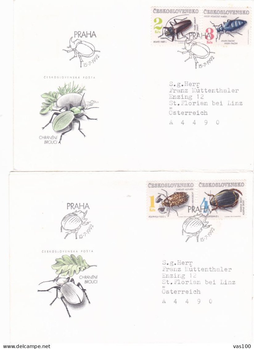 BEETLE 1982 COVERS 2 FDC CIRCULATED Tchécoslovaquie - Briefe U. Dokumente