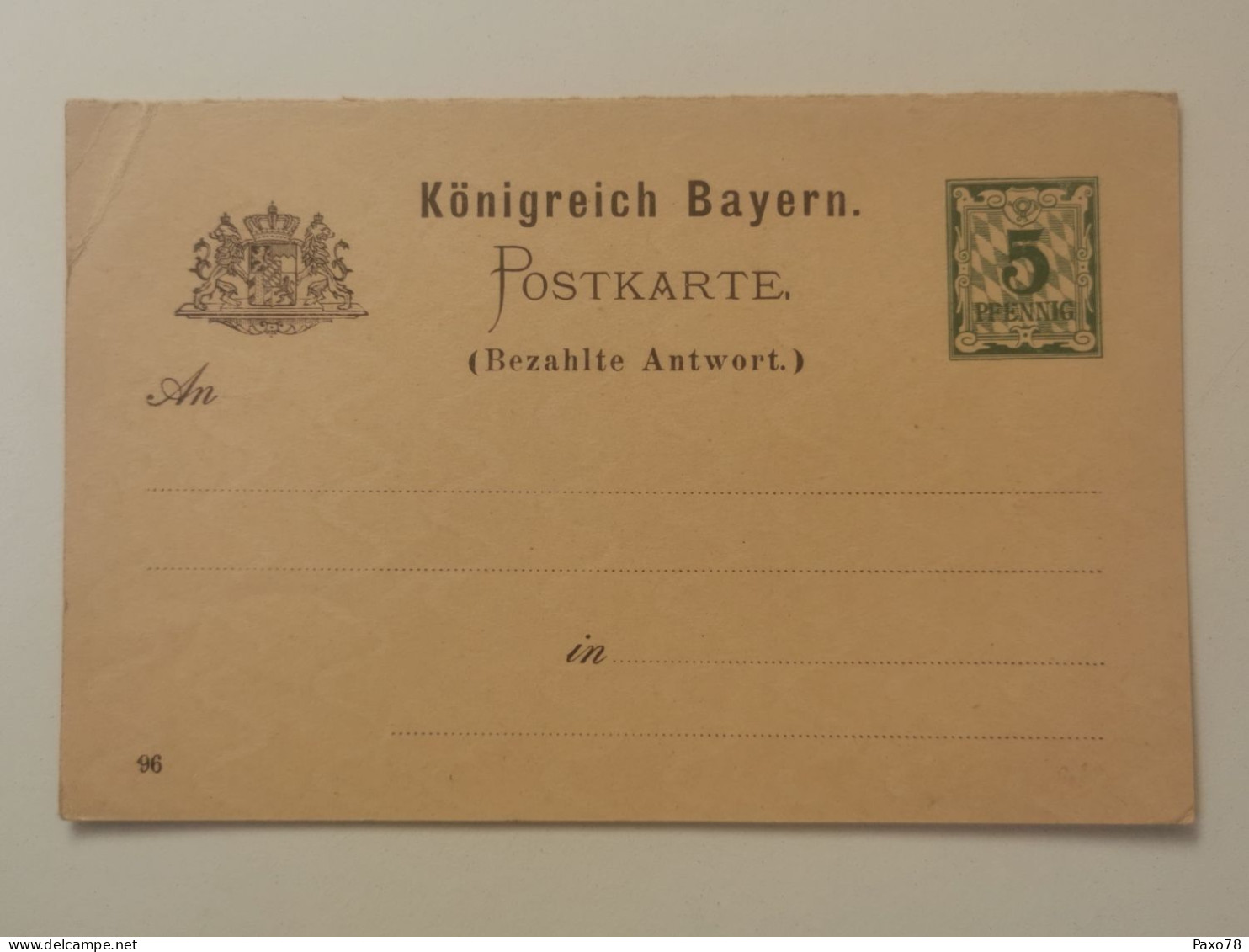 Postkarte, 5 Pfennig Vert , Vierge - Briefkaarten